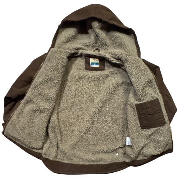 BLUE MOUNTAIN Sherpa lined jacket hooded in brown size medium - Picture 7 of 12